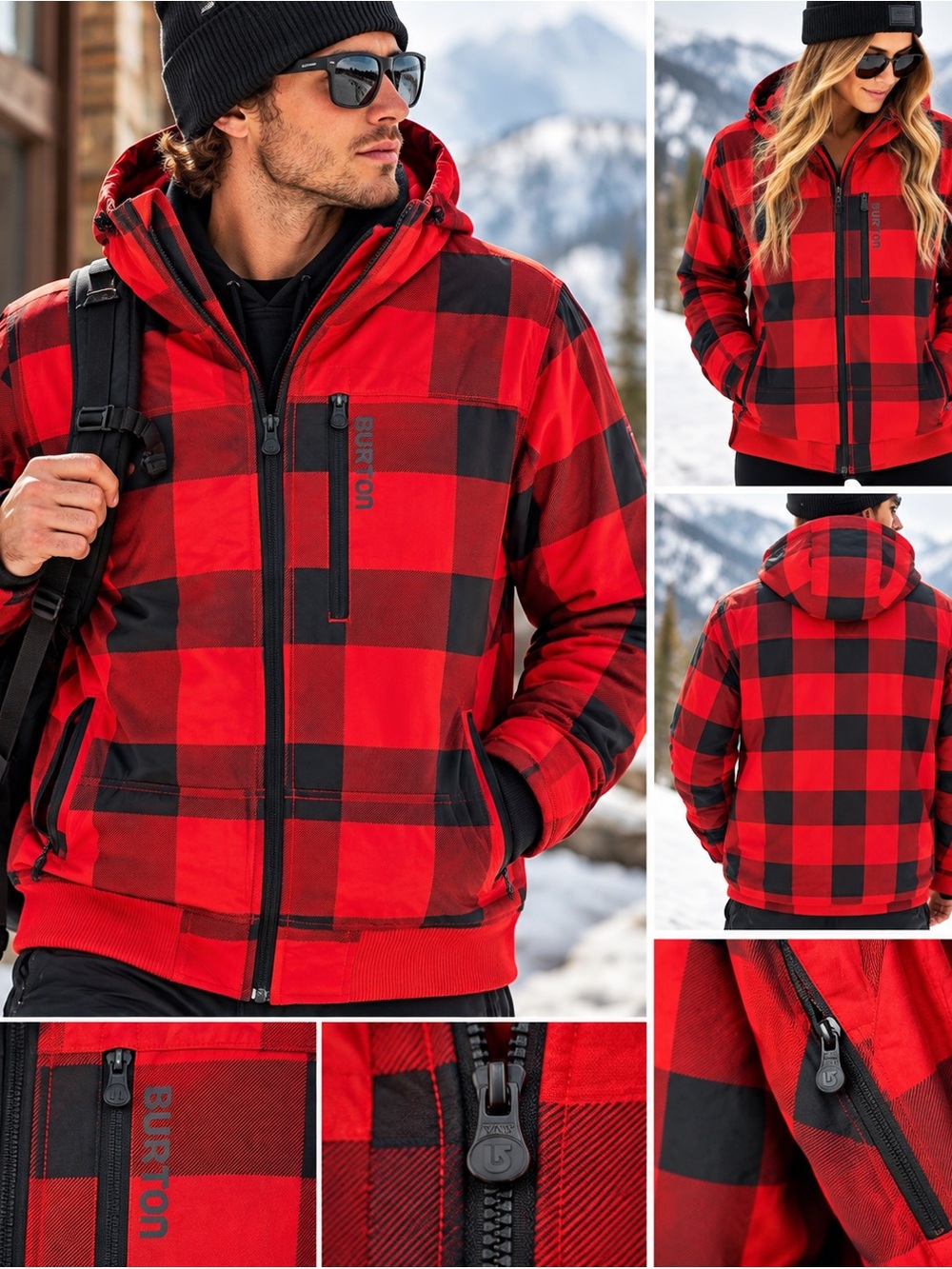 🏂 Burton Snowboards DRYRIDE Buffalo Plaid Hooded Jacket – Size Large